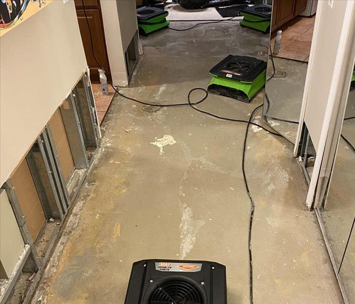 air movers and flood cuts in an apartment
