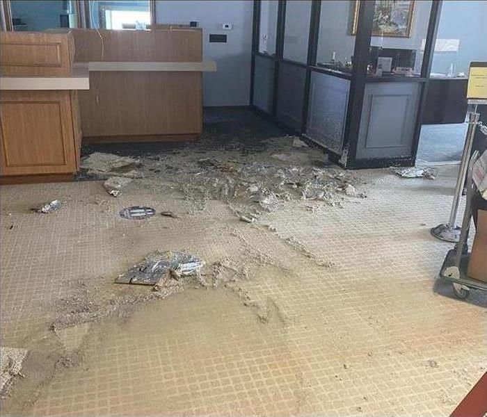 Water damage in an office
