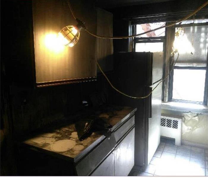 Kitchen fire in a home